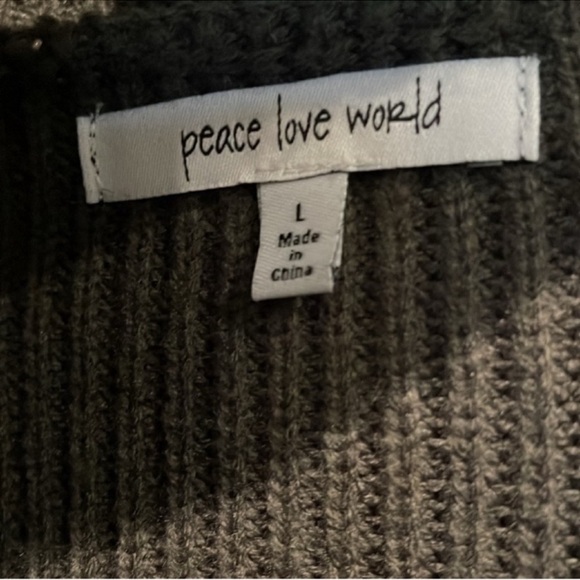 Peace Love World Happy Oversized Turtleneck Sweater s L - Picture 5 of 6